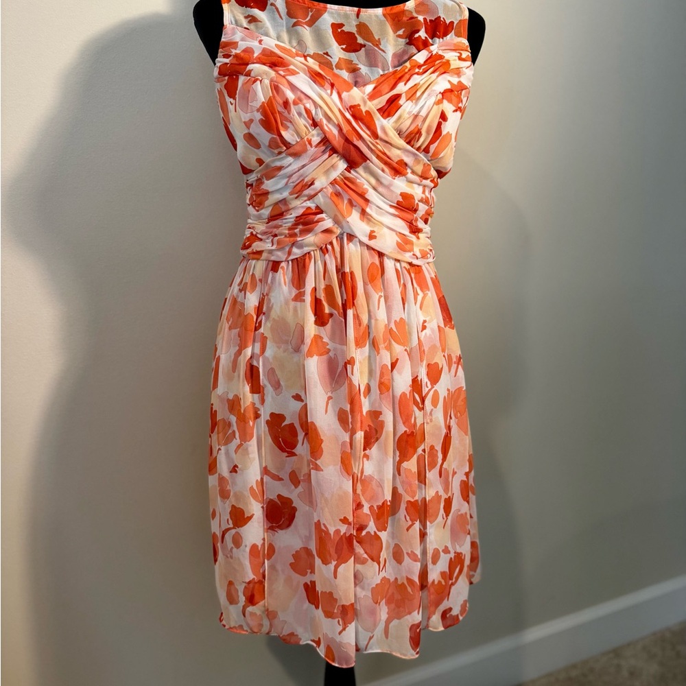 Donna Ricco Sleeveless‎ Orange Floral Dress